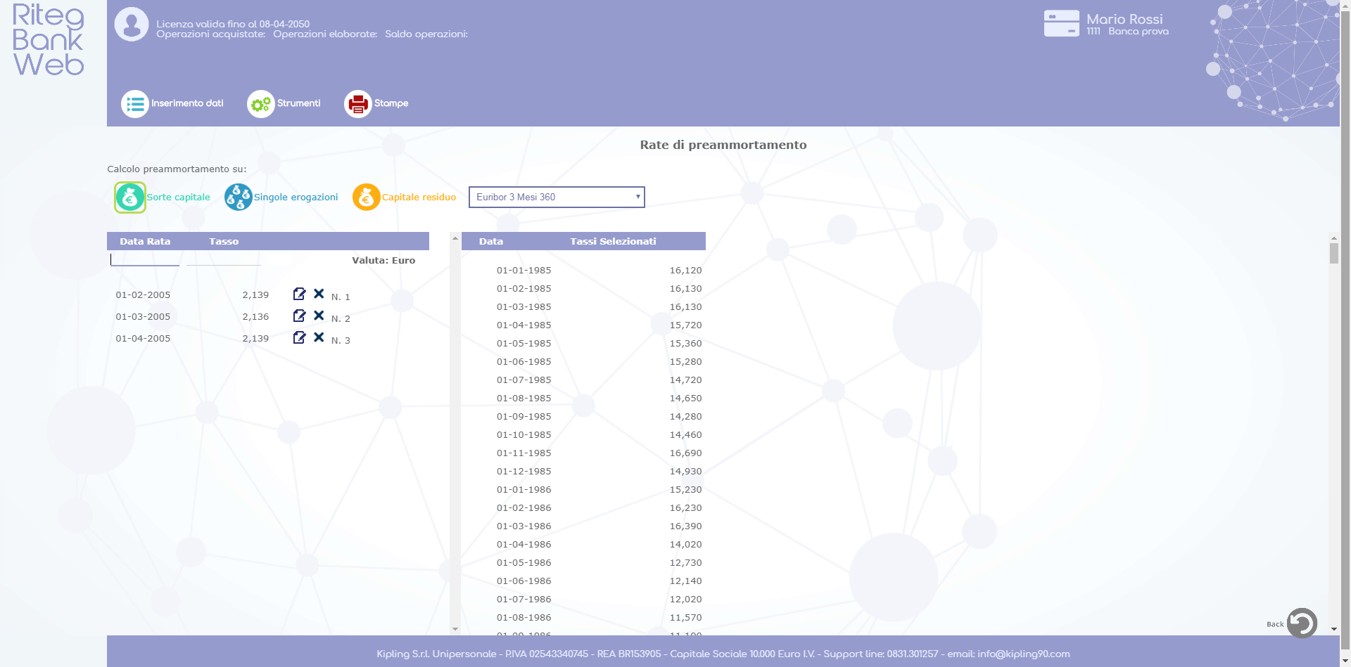 Riteg Bank Web - Rate di preammortamento